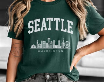 Maglietta con lo skyline di Seattle, maglietta con souvenir di viaggio di Washington