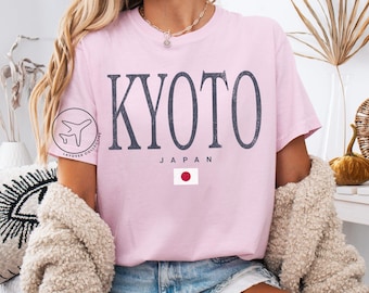 Distressed Kyoto Japan T-Shirt, Japanese Flag Graphic Tee, Asia Travel Shirt, Japan Souvenir