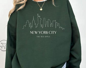 NYC Skyline Sweatshirt, Unisex Rundhalsausschnitt, New York Reisegeschenk