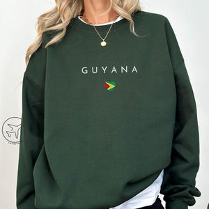 Minimalist Guyana Sweatshirt, Heart Guyana Flag Sweater, Guyanese Pride Crewneck, Simple Guyana Gift, Travel Souvenir