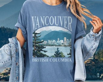 Vancouver Skyline T-Shirt, British Columbia Travel Tee, Souvenir Gift