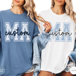 Custom Massachusetts T-Shirt, Custom Name City Shirt, Personalized Massachusetts Tee, Custom MA Souvenir Gift, Comfort Colors Shirt
