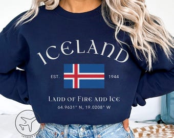 Iceland Sweatshirt, Icelandic Flag Pullover, Unisex Sweater