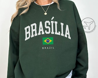 Sudadera de Brasilia, jersey de cuello redondo con la bandera de Brasil, regalos de Latinoamérica
