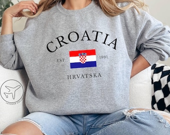 Croatia Flag Sweatshirt, Hrvatska Souvenir, Europe Travel Gift