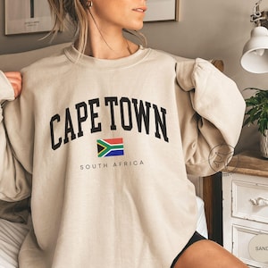 Cape Town Sweatshirt, South Africa Flag Pullover, Cape Town Skyline Sweater, African Pride Crewneck, Travel Gift from South Africa