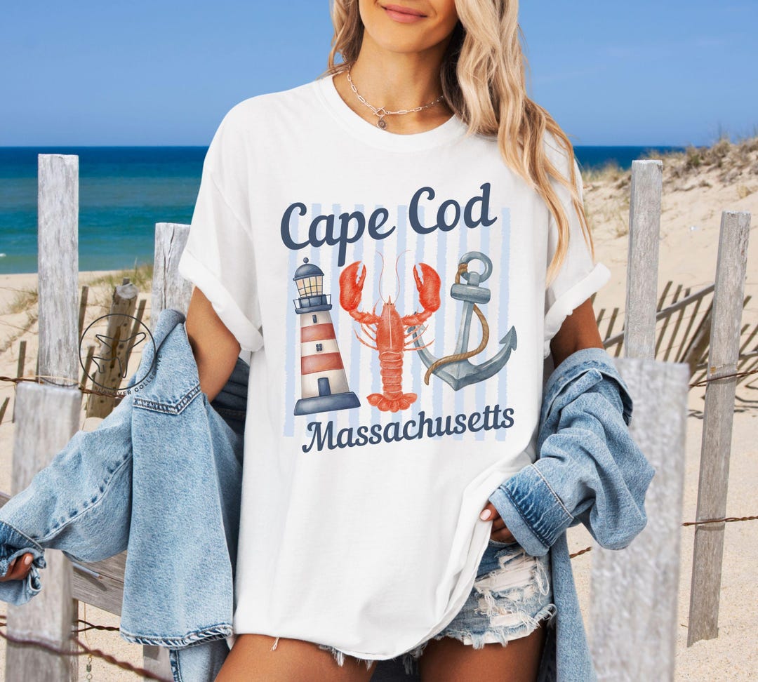 Cape Cod T-shirt, Lobster Lighthouse Nautical Tee - Etsy