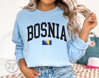 Bosnien-Flagge Rundhals-Sweatshirt, Balkan-Reise-Geschenk