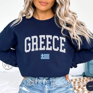 Greece Sweatshirt, Greek Flag Crewneck, Athens Souvenir Pullover, Europe Travel Gift, Unisex Comfortable Sweater