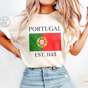 Vintage Distressed Portugal Shirt, Portugese Flag Graphic T-Shirt Gift, Lisbon Portugal Trip Souvenir, Comfort Colors Tee