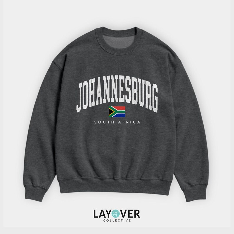 Sweatshirt Johannesburg, vlag Zuid-Afrika, skyline van Johannesburg afbeelding 8