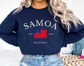 Sudadera de cuello redondo con la bandera de Samoa, orgullo samoano, regalo de las islas del Pacífico
