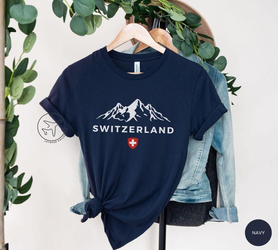 Switzerland Mountains T-Shirt, Swiss Flag Souvenir