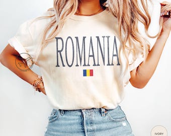 Distressed Romania Shirt, Romanian Flag Tee, Vintage Style Travel T-Shirt, Bucharest Souvenir Gift