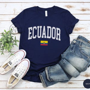 Ecuador T-Shirt, Collegiate Ecuador Shirt, Ecuador Flag Tee, Ecuador Pride Shirt, Unisex Ecuador Tee, Ecuadorian Shirt