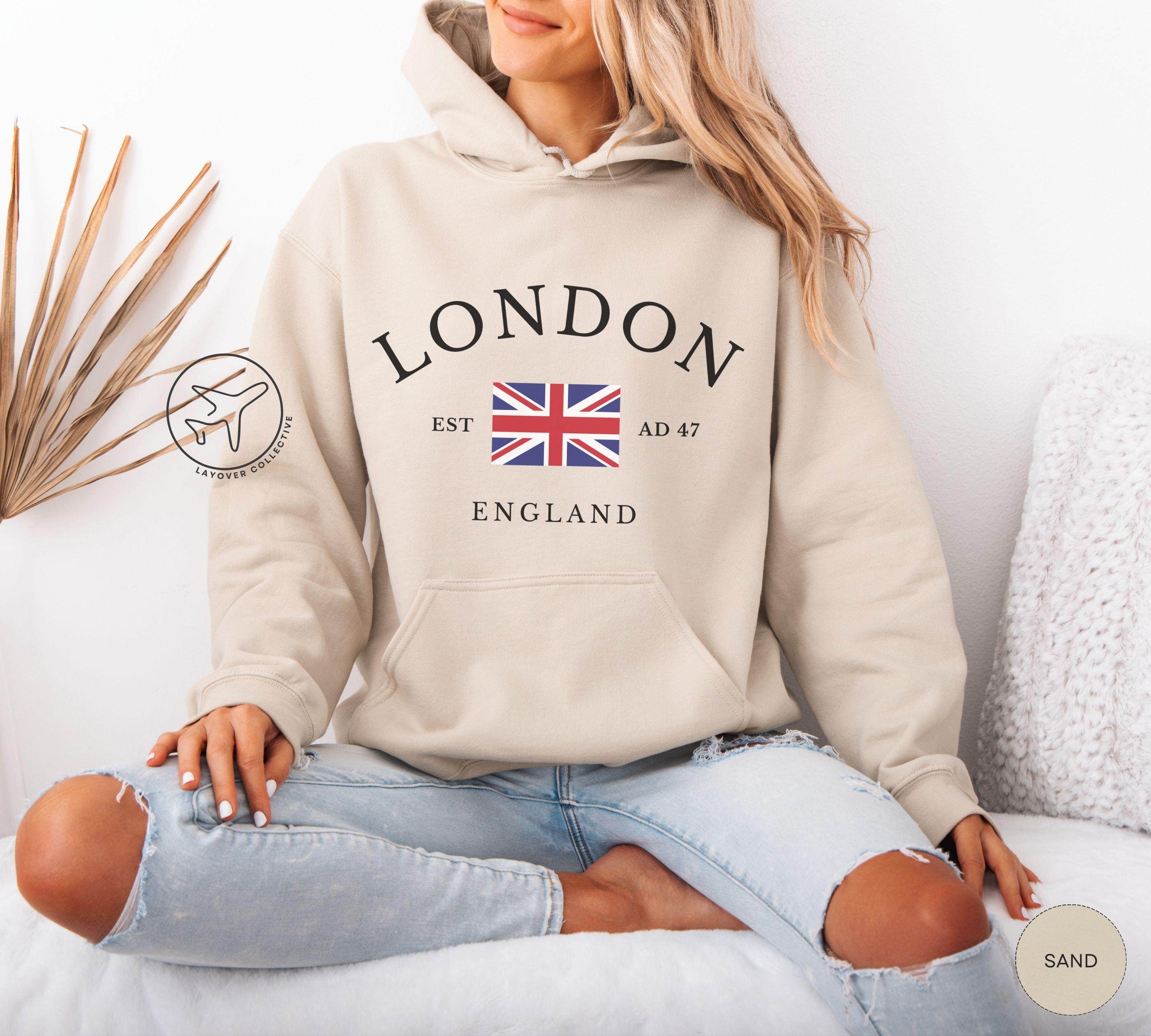 ロンドンイングランドパーカー、英国国旗お土産スウェットシャツ 