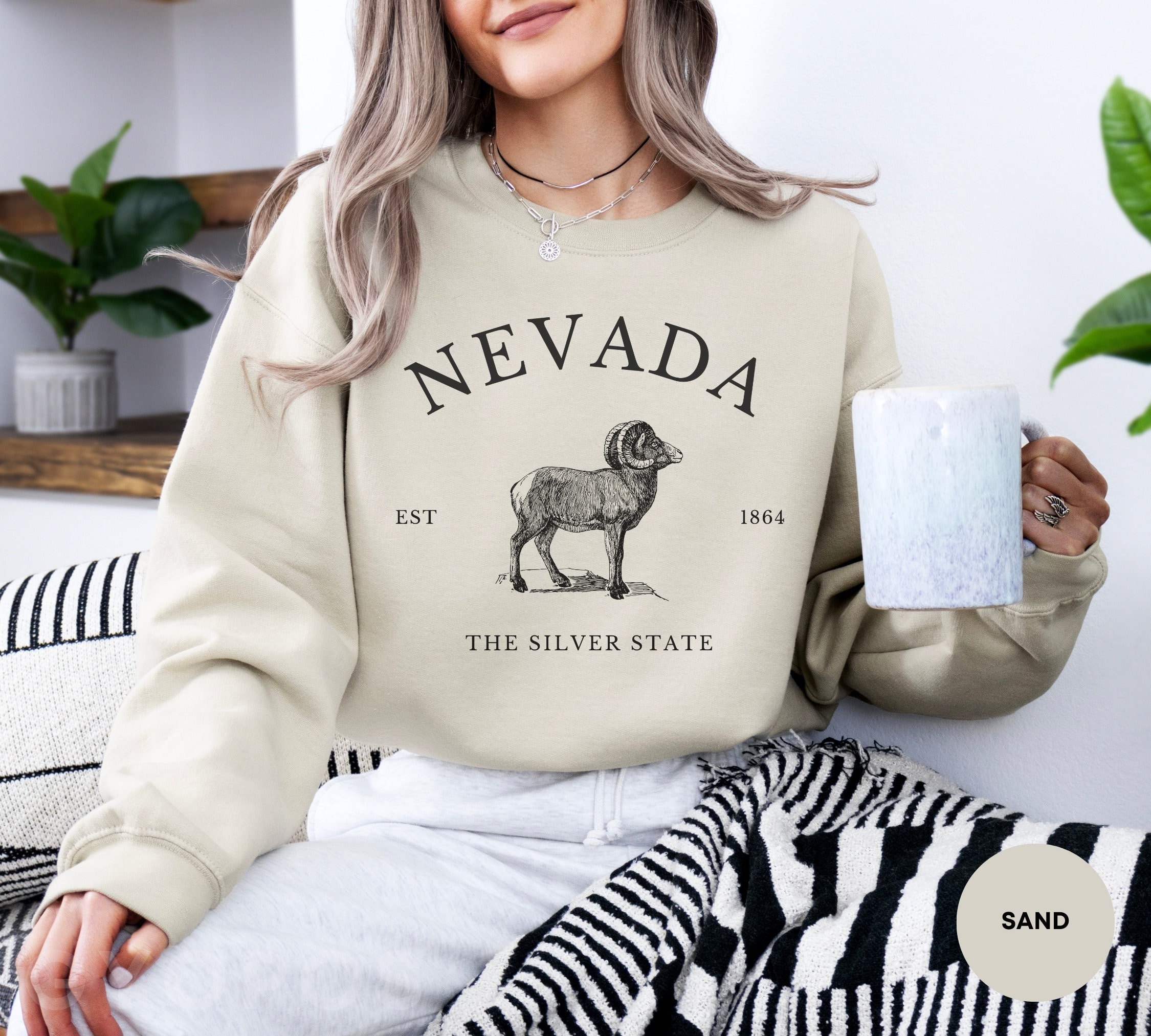 Gyopos Nevada Pullover Sweatshirt, Nevada Crewneck Shirt, Nevada Souvenir Gift, Travel Sweater, The Silver State