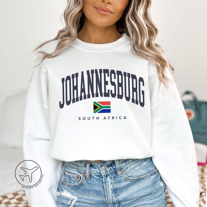 Sweatshirt Johannesburg, vlag Zuid-Afrika, skyline van Johannesburg afbeelding 2