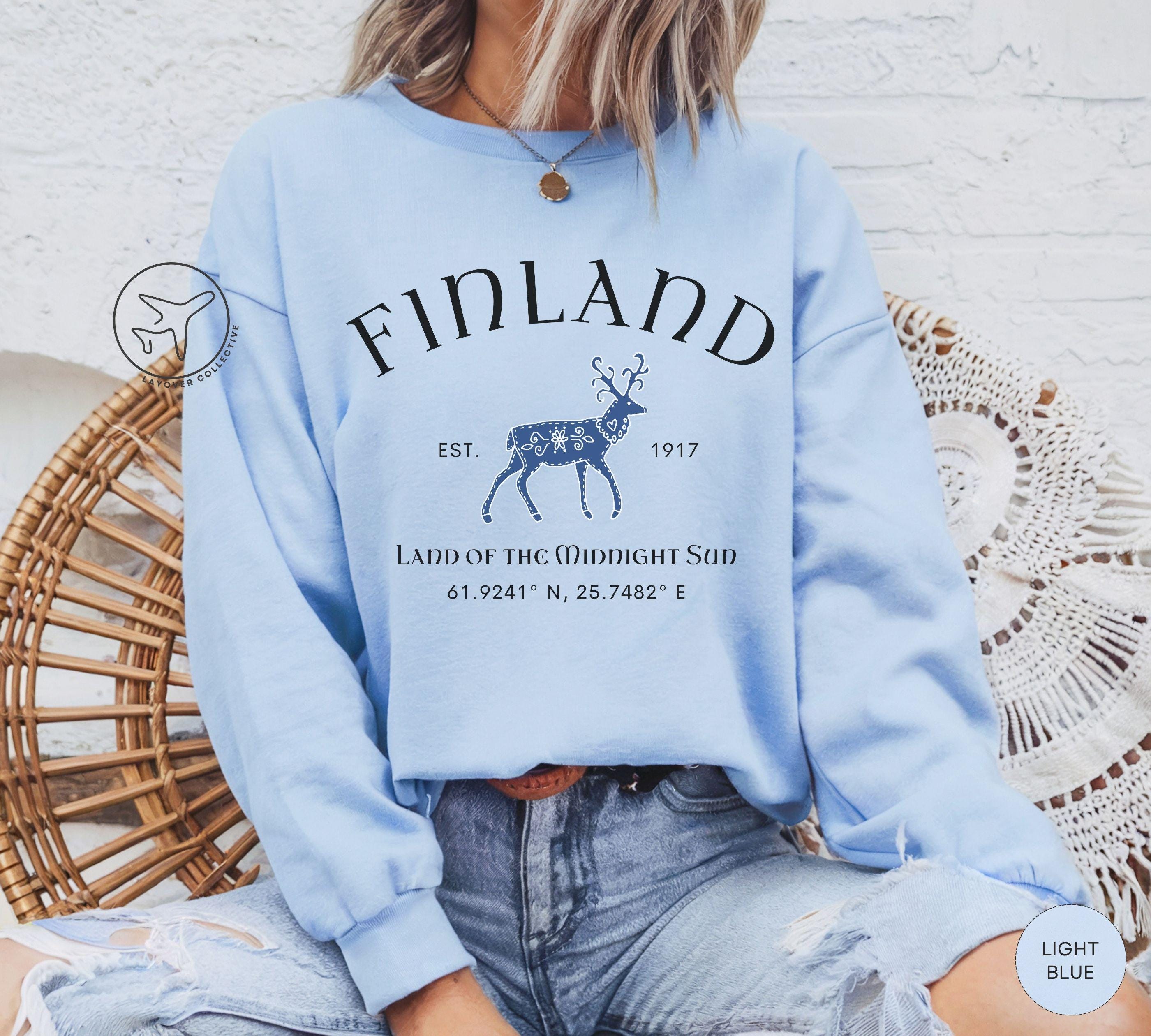 Finland Sweatshirt, Finnish Folk Art Reindeer Design, Unisex Crewneck - Etsy