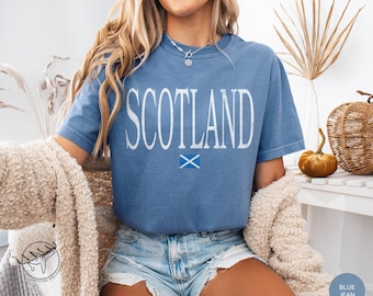 Distressed Scotland Shirt, Scottish Flag Tee, Vintage Style UK Travel T-Shirt, Edinburgh Souvenir Gift