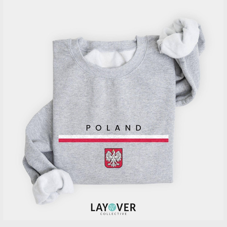 Polen Rundhals-Sweatshirt, polnischer Adler, Unisex Reise-Pullover Bild 1