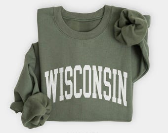 Sudadera de cuello redondo de Wisconsin Collegiate, jersey vintage State Pride