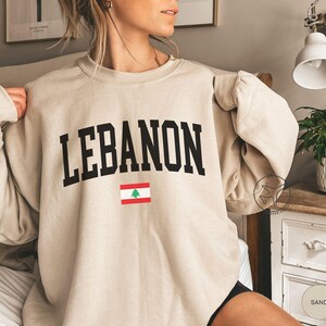 Lebanon Flag Crewneck Sweatshirt, Lebanese Heritage Apparel image 2