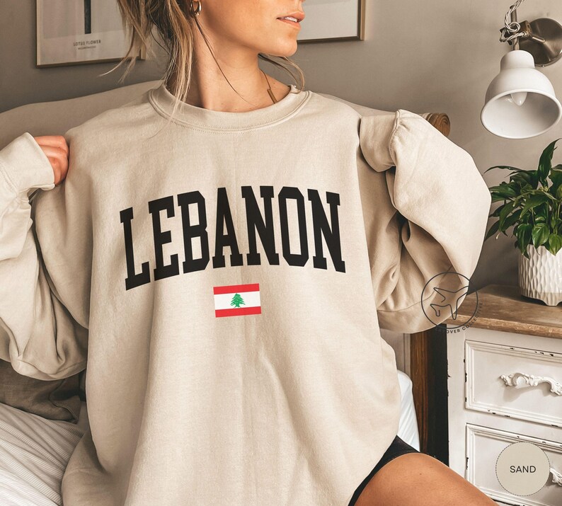 Lebanon Flag Crewneck Sweatshirt, Lebanese Heritage Apparel image 2