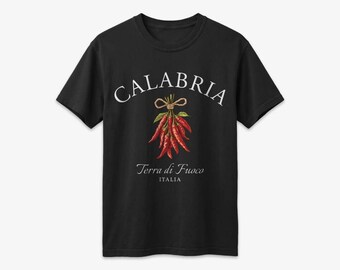 Calabria Italy T-Shirt, Terra di Fuoco Peperoncini Italian Heritage Graphic Tee