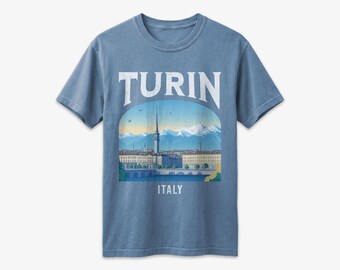 Turin Italy Vintage Travel Poster T-Shirt, Comfort Colors Shirt