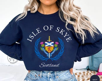 Isle of Skye Scotland Sweatshirt, Scottish Coat of Arms Graphic, Souvenir Gift