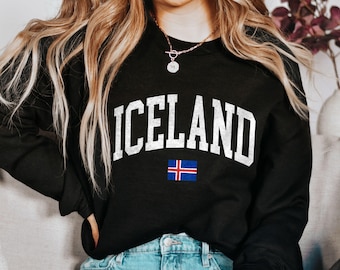 Sudadera de cuello redondo con la bandera de Islandia, regalo para viajes nórdicos