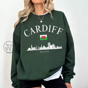 Cardiff Wales Skyline Sweatshirt, Welsh Flag Pullover, Unisex Sweater, UK Gifts
