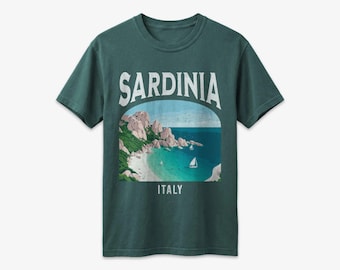 Sardinia Italy Vintage Travel Poster T-Shirt, Comfort Colors Shirt