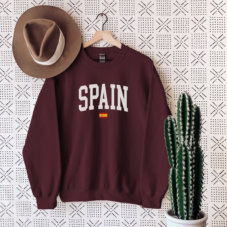 Spain Sweatshirt, Spain Crewneck, Spain Shirt, Spain Gift, Spain Flag, Spain Flag Pullover, Spain Souvenir, Travel Sweater image 1