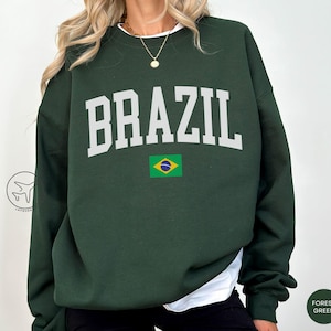 Brazil Sweatshirt, Brazilian Flag Crewneck, College Style Pullover, South America Travel Gift, Unisex Sweater