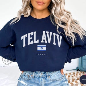 Tel Oriental Sweatshirt, Israel Flagge Collegiate Rundhalsausschnitt, Tel Oriental Geschenk, Naher Osten Reisepullover, bequemer Unisex Pullover