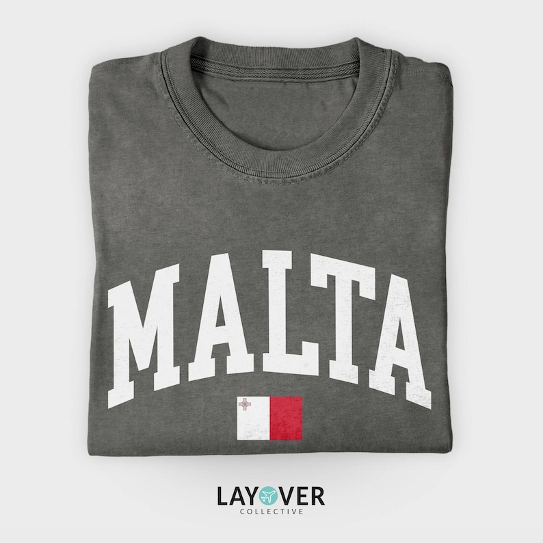 Malta T Shirt, Maltese Flag Travel Tee, Mediterranean Shirt image 1