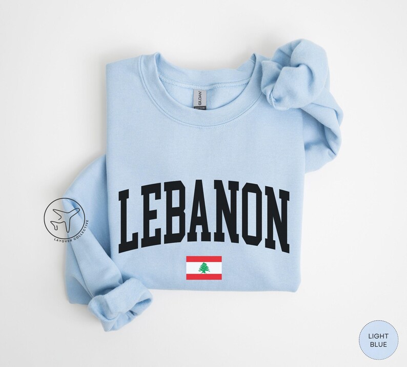Lebanon Flag Crewneck Sweatshirt, Lebanese Heritage Apparel image 5