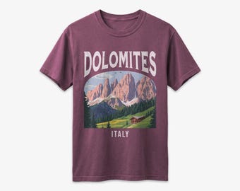Dolomites Italy Vintage Travel Poster T-Shirt, Comfort Colors Shirt
