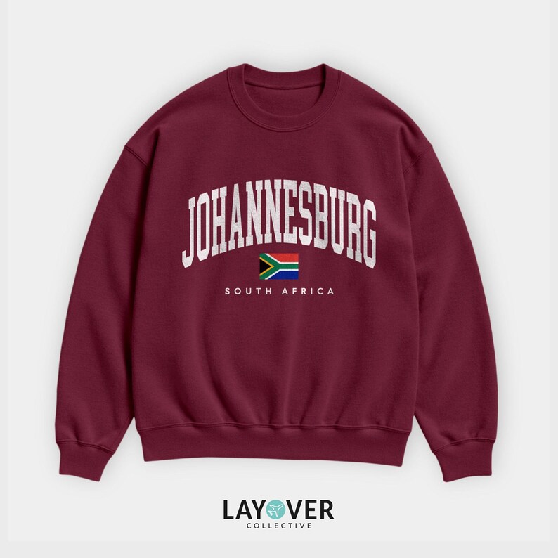 Sweatshirt Johannesburg, vlag Zuid-Afrika, skyline van Johannesburg afbeelding 6