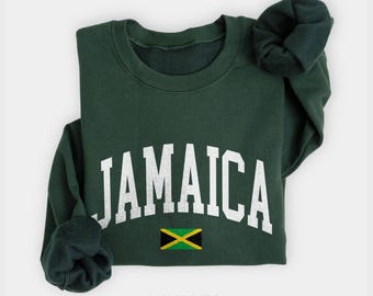 Sudadera de cuello redondo con la bandera de Jamaica, recuerdo del Caribe