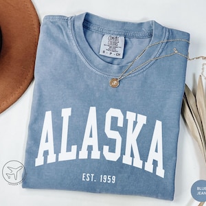 Alaska T-Shirt, The Last Frontier Collegiate Tee, US State Travel Souvenir Gift