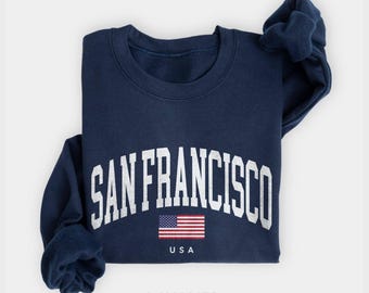 San Francisco Sweatshirt, Collegiate Style SF Crewneck, California Souvenir