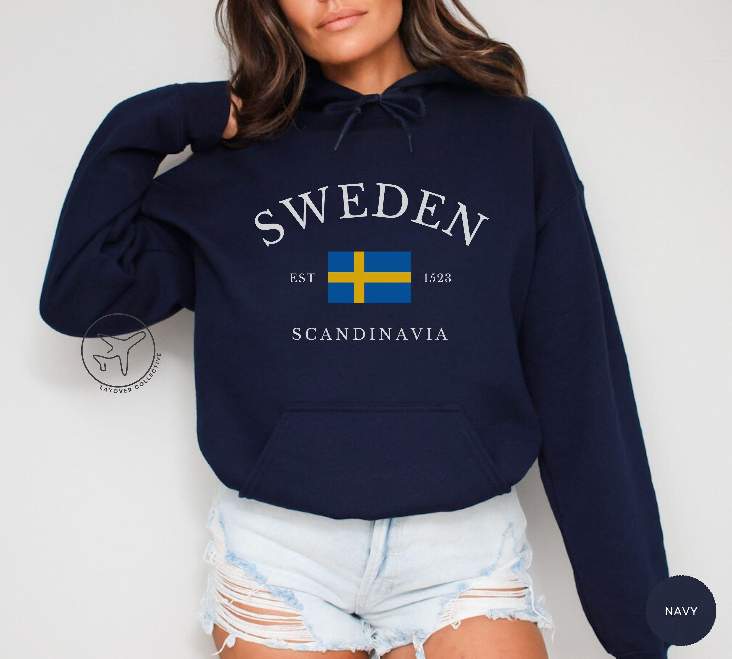 Swedish Flag Hoodie, Scandinavia Travel Sweatshirt, Unisex Cotton