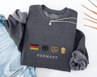 Germany Embroidered Crewneck Sweatshirt, Oktoberfest Travel Gift