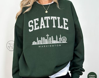 Seattle Washington Pullover Sweatshirt, Seattle Skyline Graphic Sweater