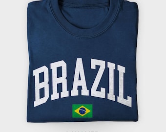 Camiseta con la bandera de Brasil, camiseta con herencia brasileña, camiseta de viaje por Sudamérica