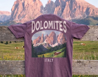 Dolomites Italy Vintage Travel Poster T-Shirt, Comfort Colors Shirt