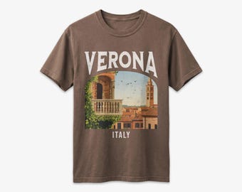 Verona Italy Vintage Travel Poster T-Shirt, Comfort Colors Shirt